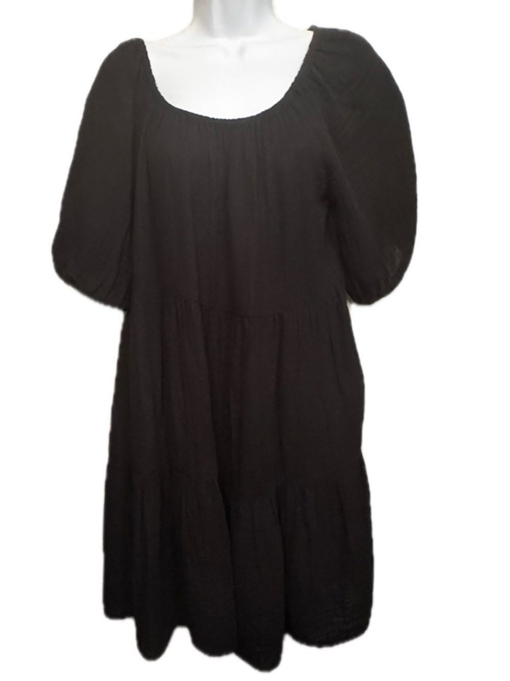 Old Navy Black Tiered Dress w/ Pockets – Size Medium – Flowy Boho Style